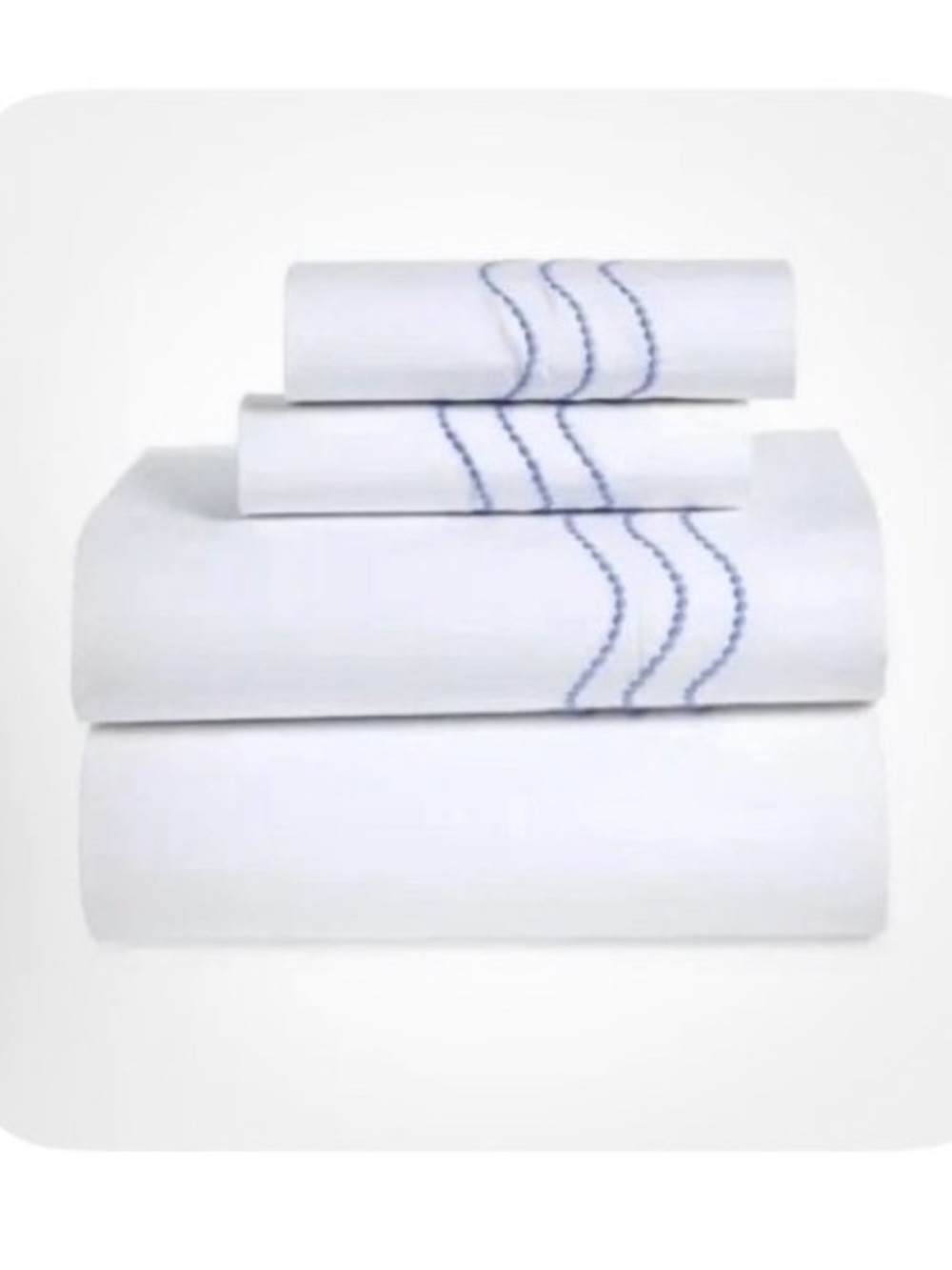 Matouk NWT Serena King size Sheet Set Azure $800 MSRP